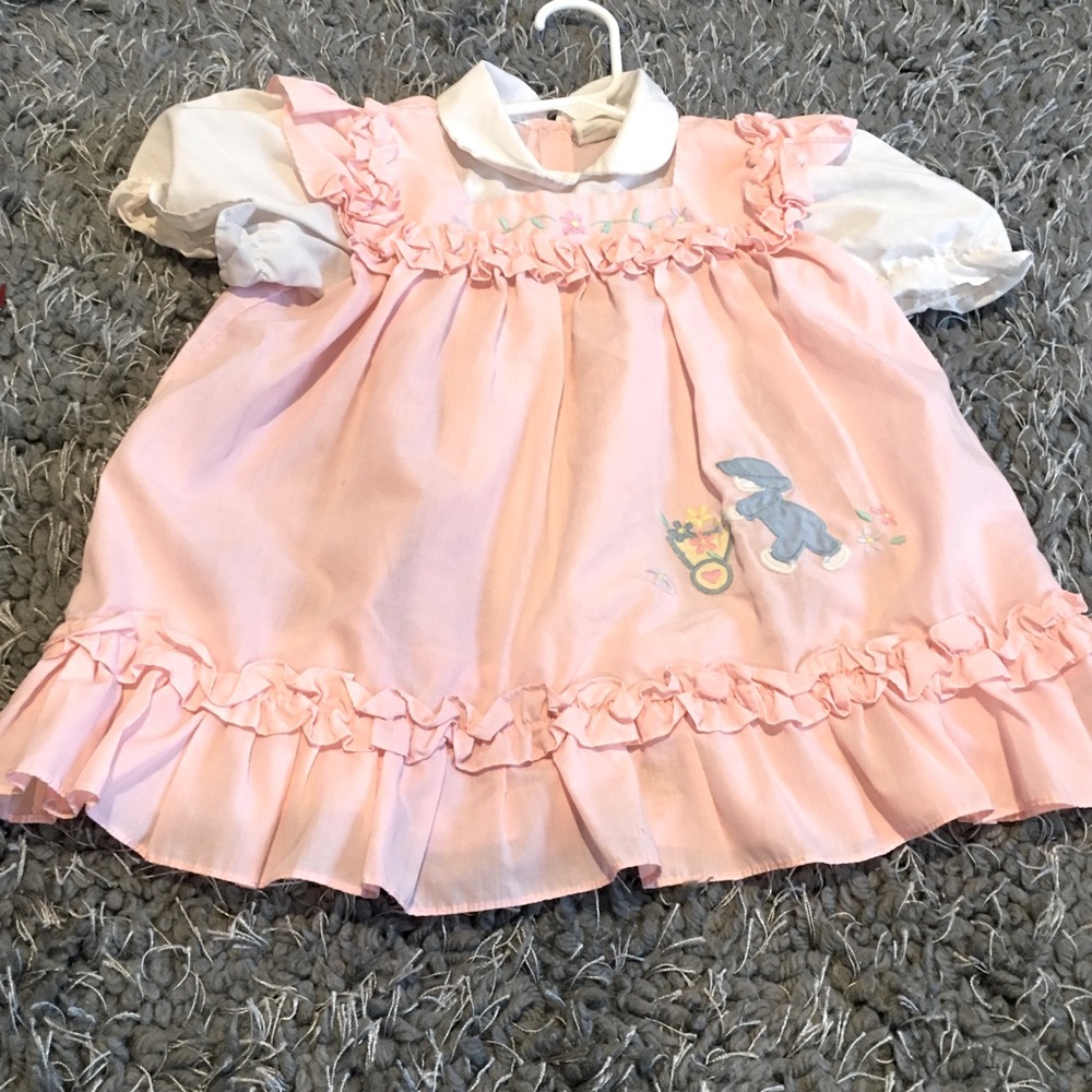 Size 3T vintage pink dress with Peter Pan collar